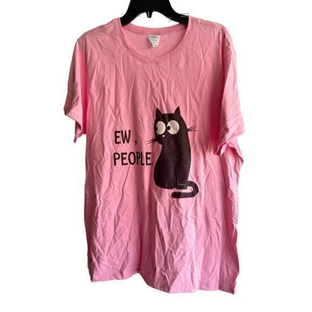 Unbranded cat logo tee “Ew People” XXL NWOT Mean Girl PINK